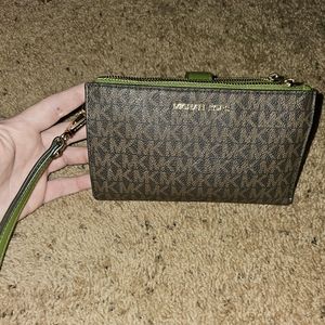 Olive green MK double wristlet wallet